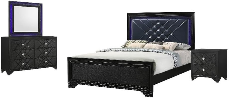 Coaster Penelope California King Bed 4-Piece Set, Midnight Star