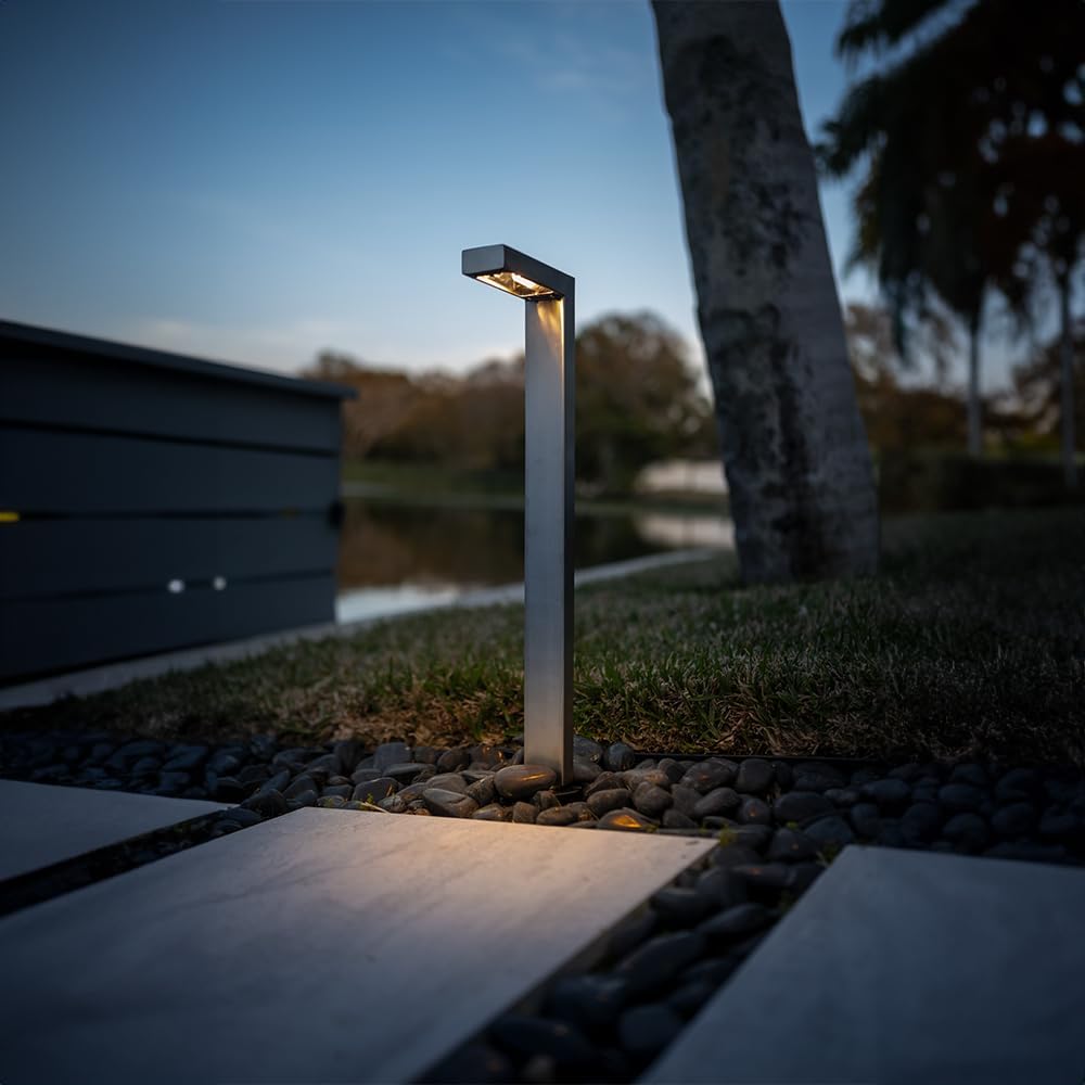 VOLT 12V Wide Modernelle Path Light (Stainless Steel) with 3W 2700K Warm White G4 LED Bulb for Low Voltage Landscape Lighting on Outdoor Pathway, Walkway, Garden, Driveway or Patio