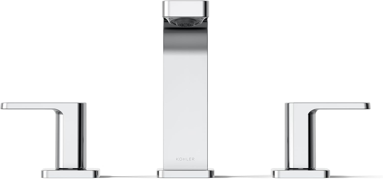 Kohler K-23484-4K-CP Parallel Widespread Bathroom Sink Faucet, 1.0 GPM, Lever Handles, Polished Chrome