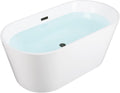 WOODBRIDGE 59' Acrylic Freestanding Bathtub Contemporary Soaking Tub, White Acrylic (Oil Rubbed Bronze Drain/Overflow),B0014 ORB Drain &O
