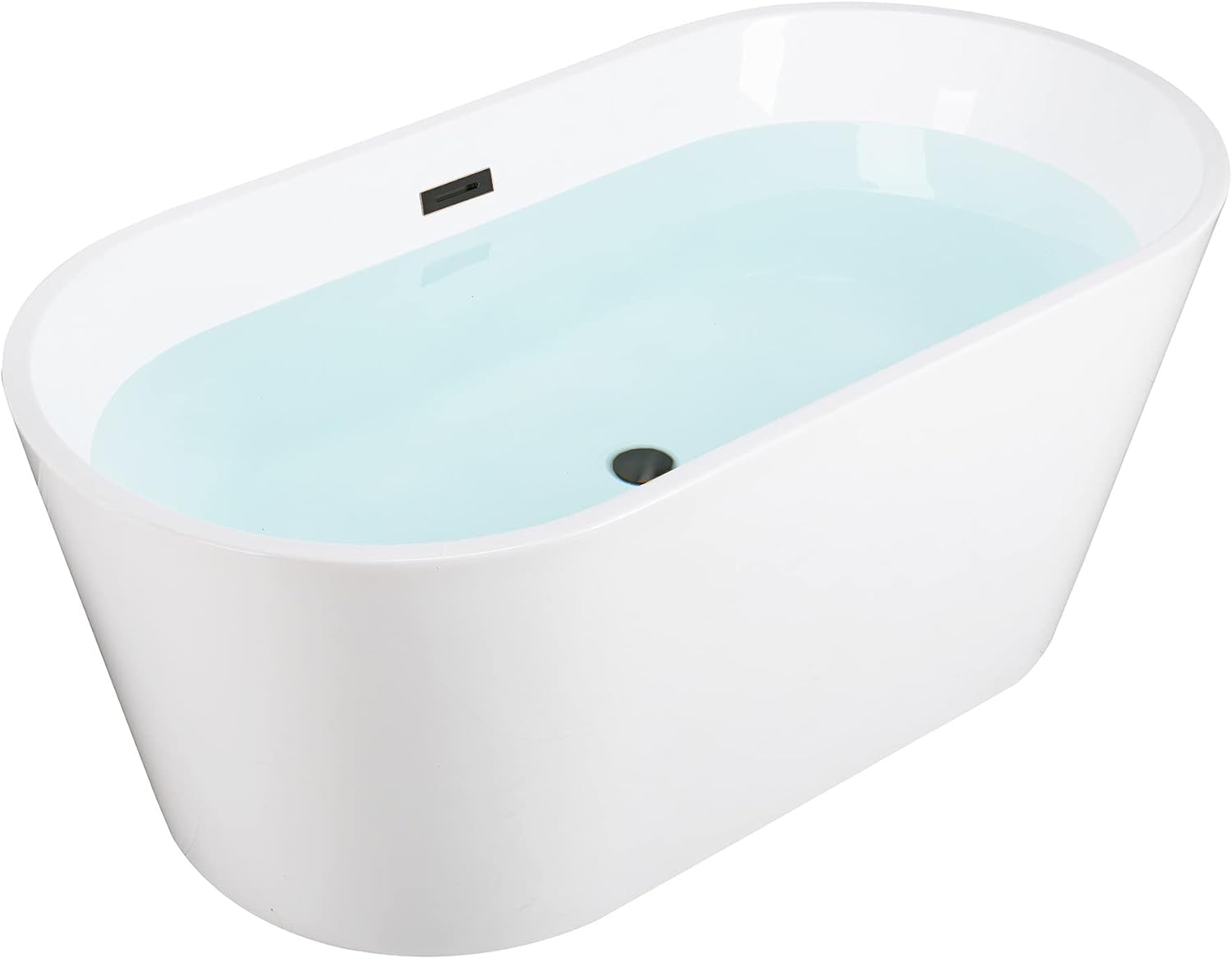 WOODBRIDGE 59' Acrylic Freestanding Bathtub Contemporary Soaking Tub, White Acrylic (Oil Rubbed Bronze Drain/Overflow),B0014 ORB Drain &O