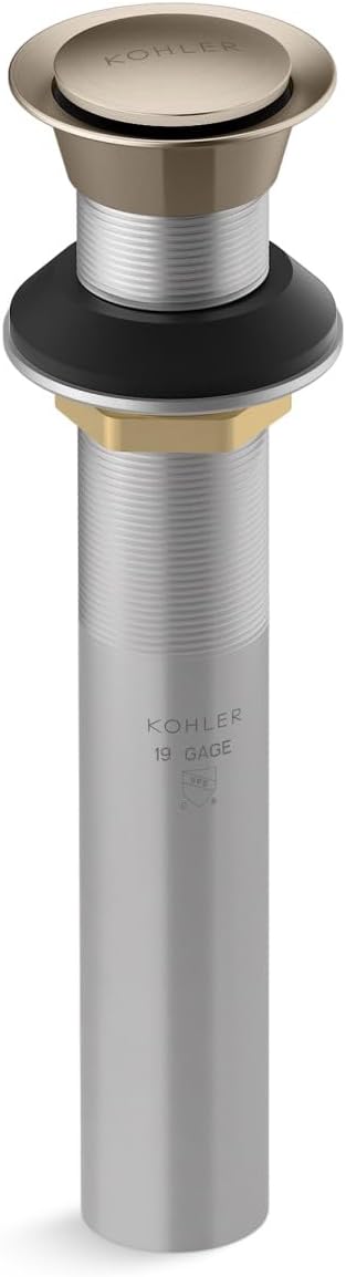 Kohler K-33151-2BV Bathroom sink clicker drain without overflow, Vibrant Brushed Bronze