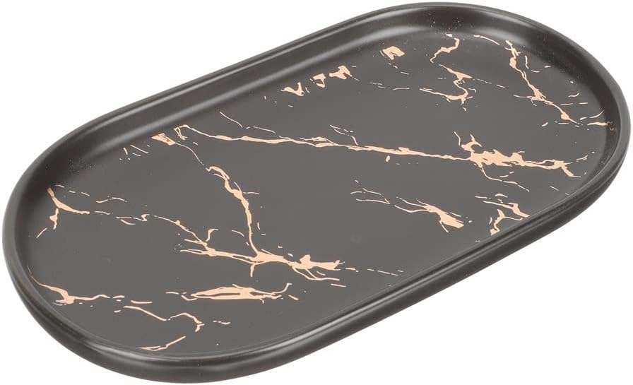 Bathroom Vanity Tray Decorative Jewelry Perfume Organizer Ceramic Gold Tray Bedroom Sink Countertop Dish