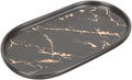 Bathroom Vanity Tray Decorative Jewelry Perfume Organizer Ceramic Gold Tray Bedroom Sink Countertop Dish, 19.5*10.5cm, Argento