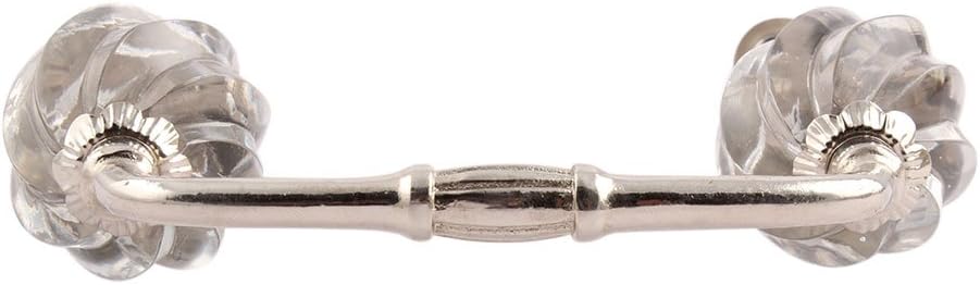 Indian Shelf 4 Pack Glass Drawer Handles for Cabinets and Drawers Clear Dresser Pulls for Door Silver Hardware 8' Hole to Hole -BH-382-GFK-113