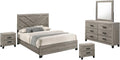 Furniture Rustic Charm Bedroom Set with Chevron Panel Headboard