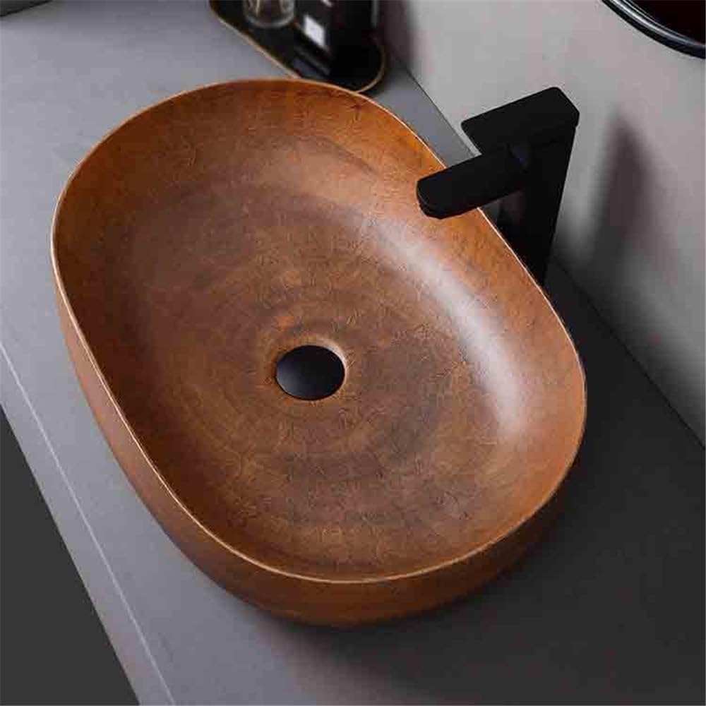 Bathroom Sinks Vintage Countertop Basin Oval Washbasin Household Bathroom with Accessories Console Sinks(
