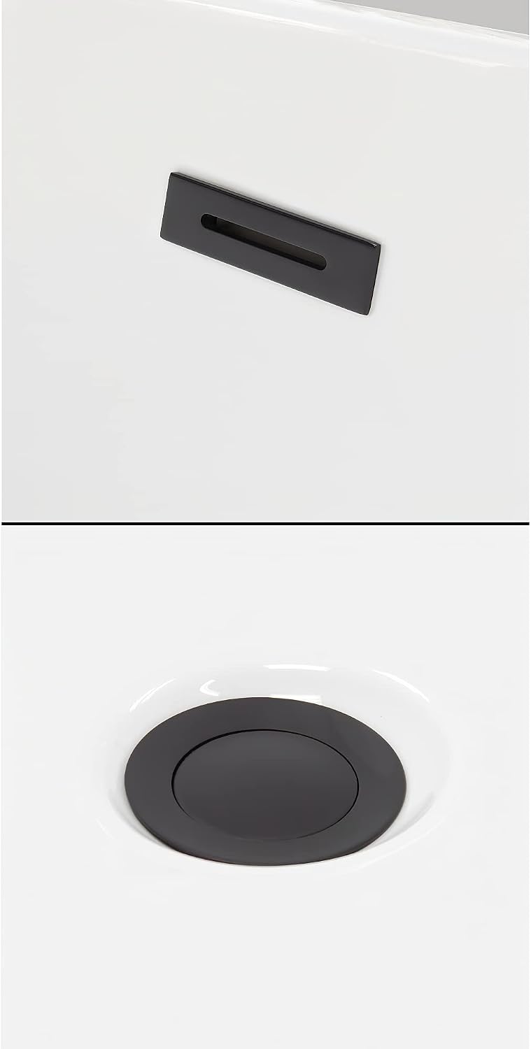 Carissa 60 Inch Freestanding Bathtub in White with Matte Black Drain and Overflow Trim