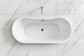 Carver Tubs - Reflection II 67' - Modern White Freestanding Soaking Bathtub With Oil Rubbed Bronze Drain - White Oval Spacious Acrylic Fiberglass Tub - Deep Relaxing Soak - 67'L x 31.5'W x 23.5'H