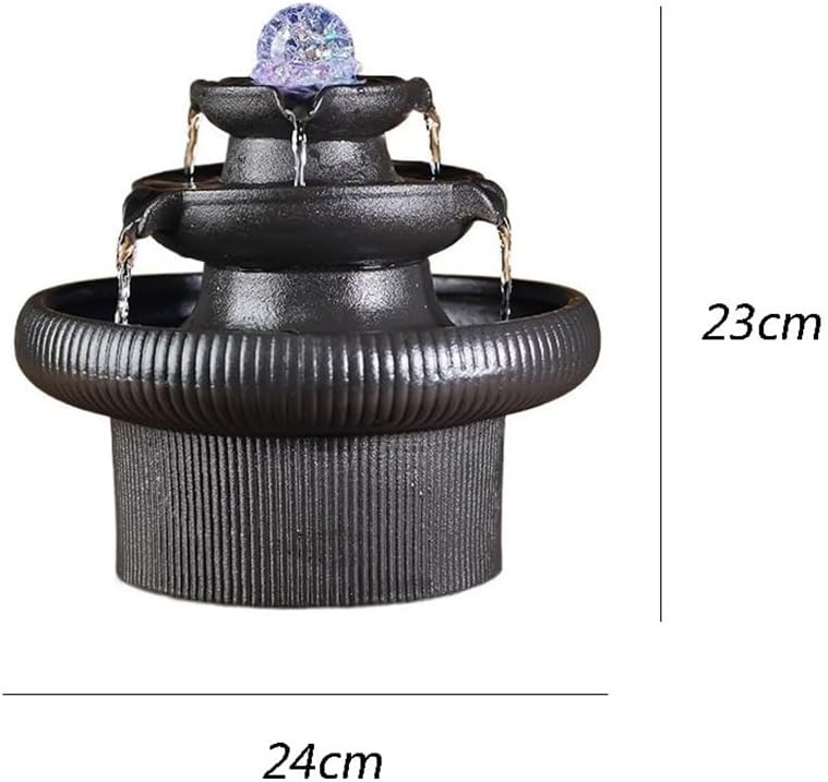 GLigeT Tabletop Fountain Creative Office Wealth Attraction Water Fountain Ornament Cycle Fish Tank Fountain Living Room Desktop Chinese Feng Shui Home Water Fountain Decor