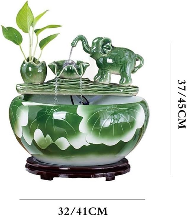Desktop Fountain Ceramic Tabletop Fountain Automatic Flowing Fish Tank for Indoor and Home Decoration(Medium)