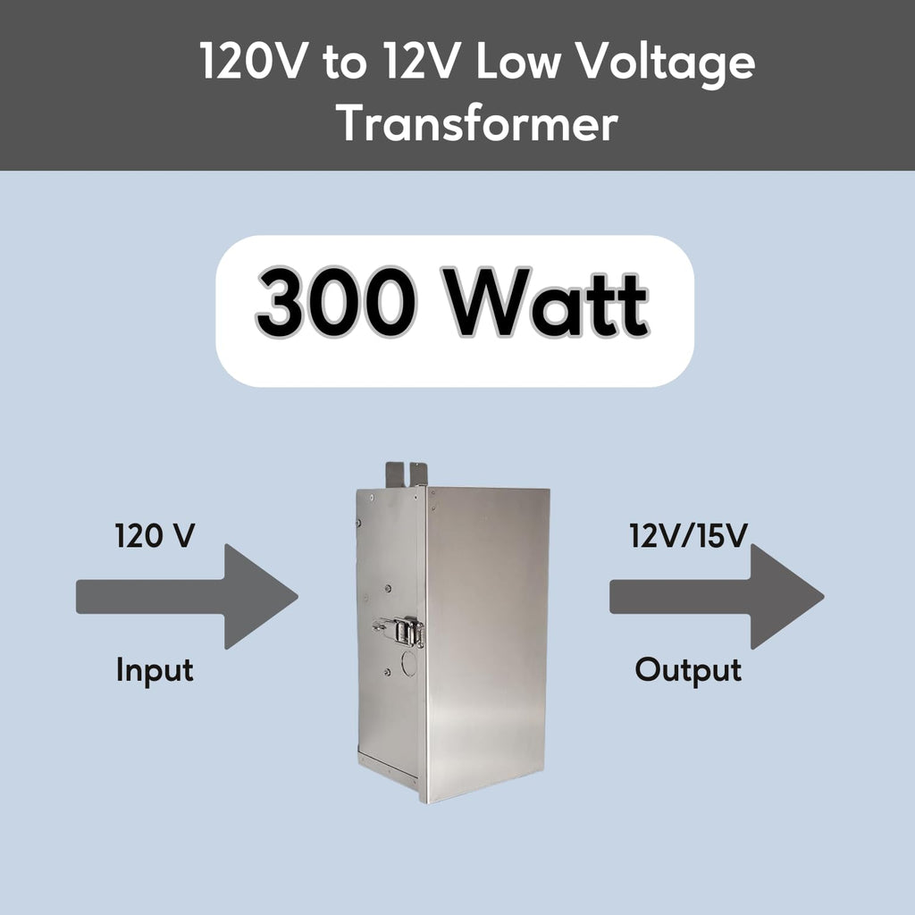 Ironsmith Lighting Products Multi-Tap Wall Mount Low Voltage Transformer - UL/ETL Listed, 12-15 Volt, Transformers for Indoor, Outdoor Lights, Garden Lights, Landscape Lighting - 300 Watt