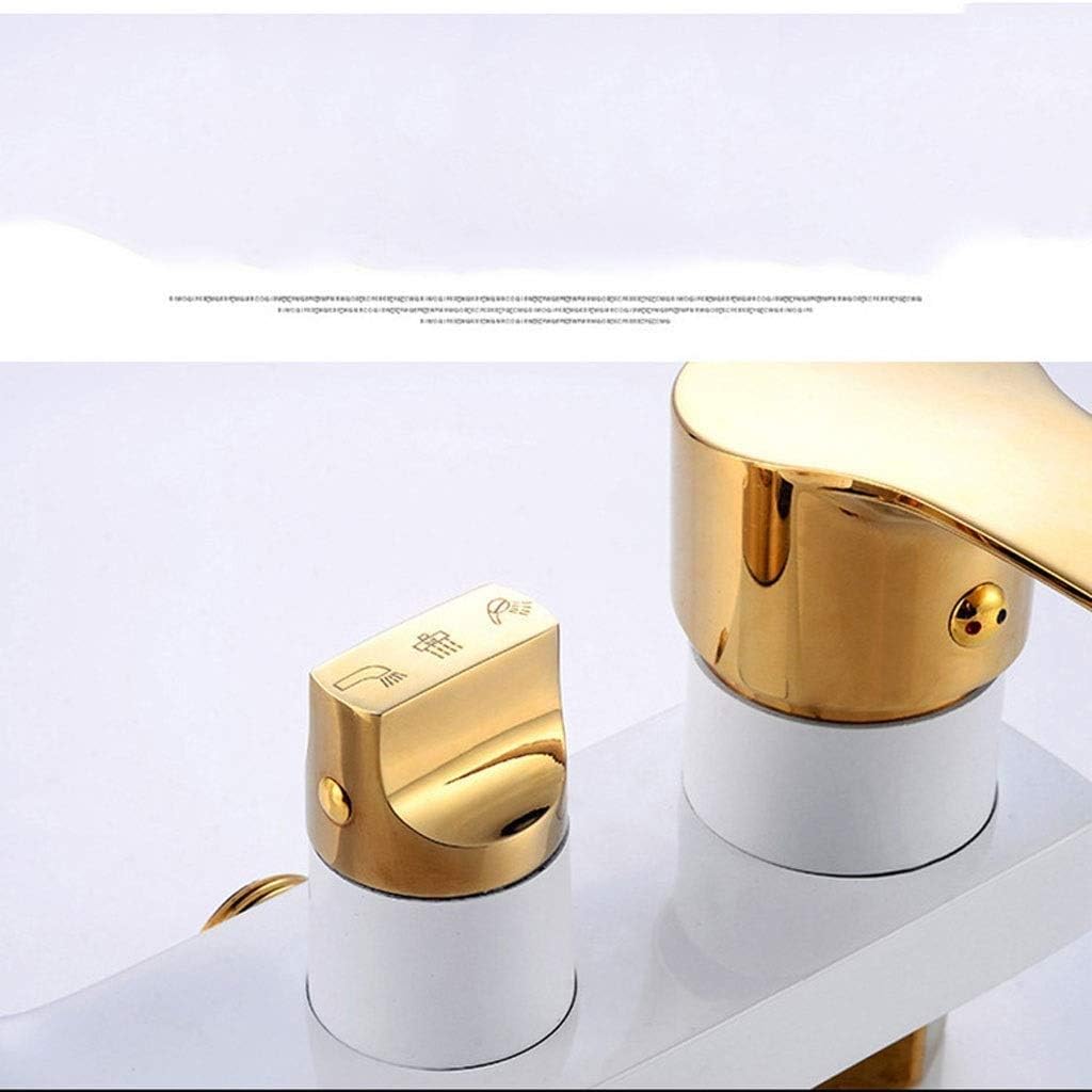 Shower Faucet Set Bathroom White Rainfall Shower Faucet Hot and Cold Water Gold Shower Mixer