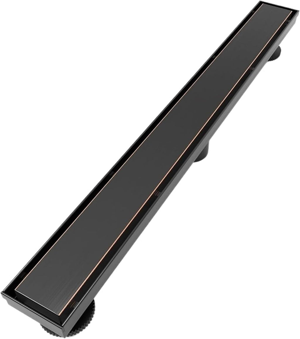 24 Inch Shower Linear Drain Rectangular Floor Drain Insert Grate Removable Shower Drain(Matte Black 24Inch) (Oil Rubbed Bronze 24inch)