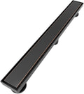 24 Inch Shower Linear Drain Rectangular Floor Drain Insert Grate Removable Shower Drain(Matte Black 24Inch) (Oil Rubbed Bronze 24inch)