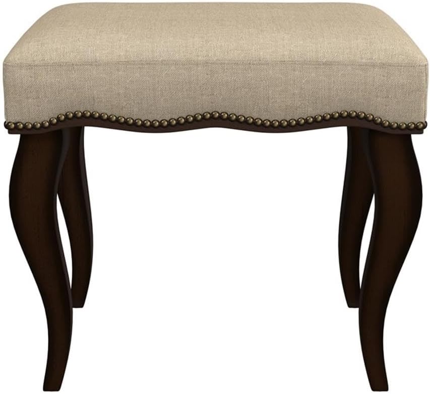 Hillsdale Hamilton Wood and Upholstered Backless Vanity Stool for Makeup Room and Bathroom, Burnished Oak