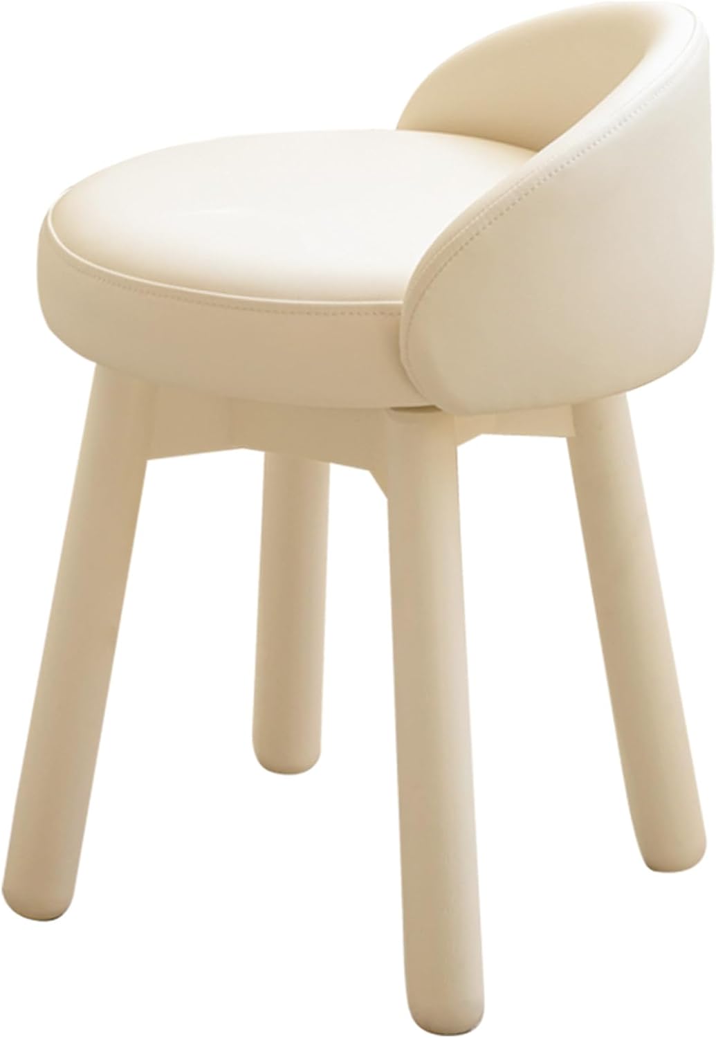 YESWOOD Adjustable Vanity Stool, 360 Swivel Chair for Makeup Room, Fully Assembled Makeup Chair, White Faux Leather Stool for Bathroom & Living Room, White