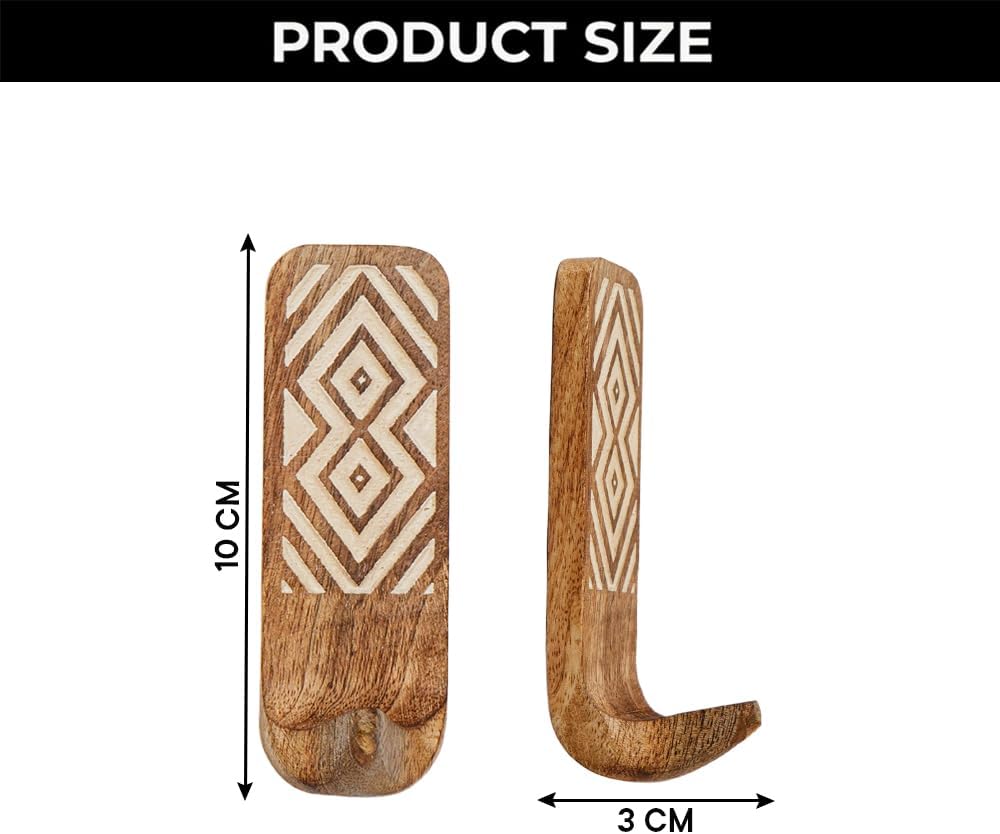 Indian Shelf 300 Pieces Bulk Wood Adhesive Wall Hooks – Wholesale Boho Peel and Stick Hooks for Keys, Hats, Towels, Entryway Decor, Self Adhesive Wall Mounted Hooks for Home Organization