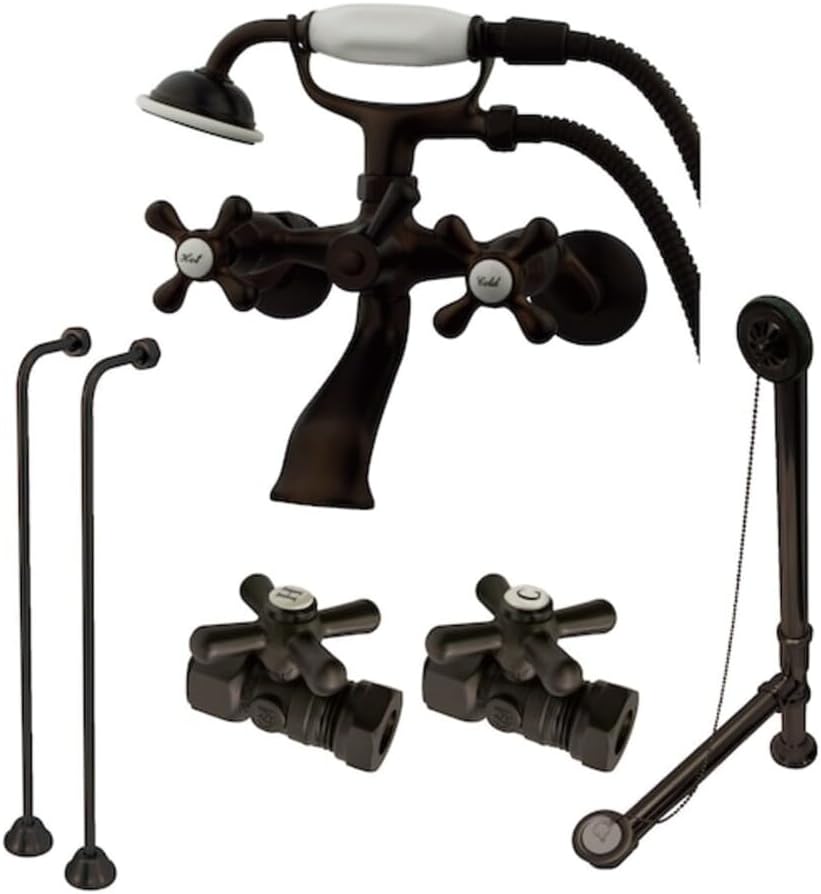 Kingston Brass CCK265ORB Vintage Wall Mount Claw Foot Faucet Package, Oil Rubbed Bronze