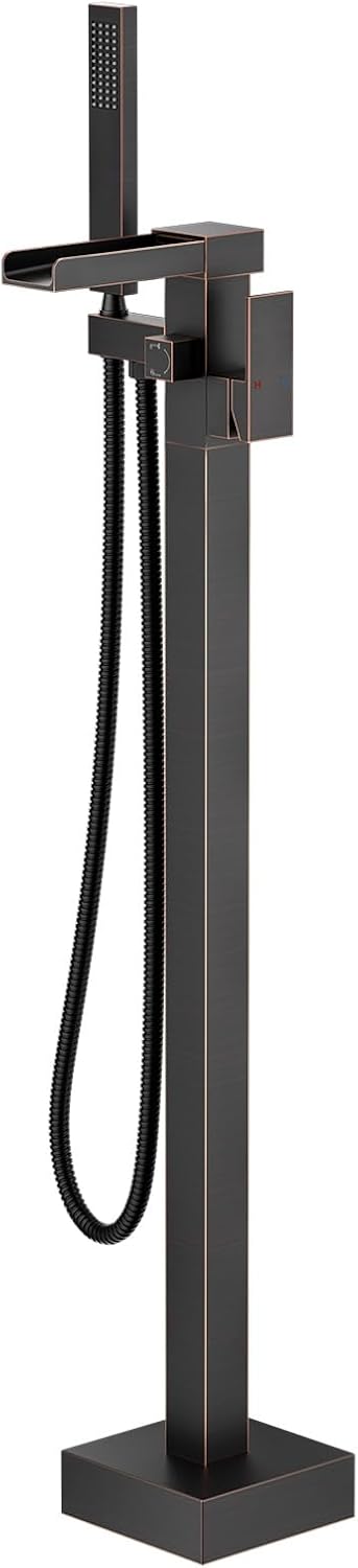 Freestanding Tub Faucet Oil Rubbed Bronze: ALEASHA High Flow Max 6.74 GPM Free Standing Tub Filler-Brass Modern Floor Mount Bathtub Faucet with Handheld Shower, for the Ultimate Elegant SPA Experience