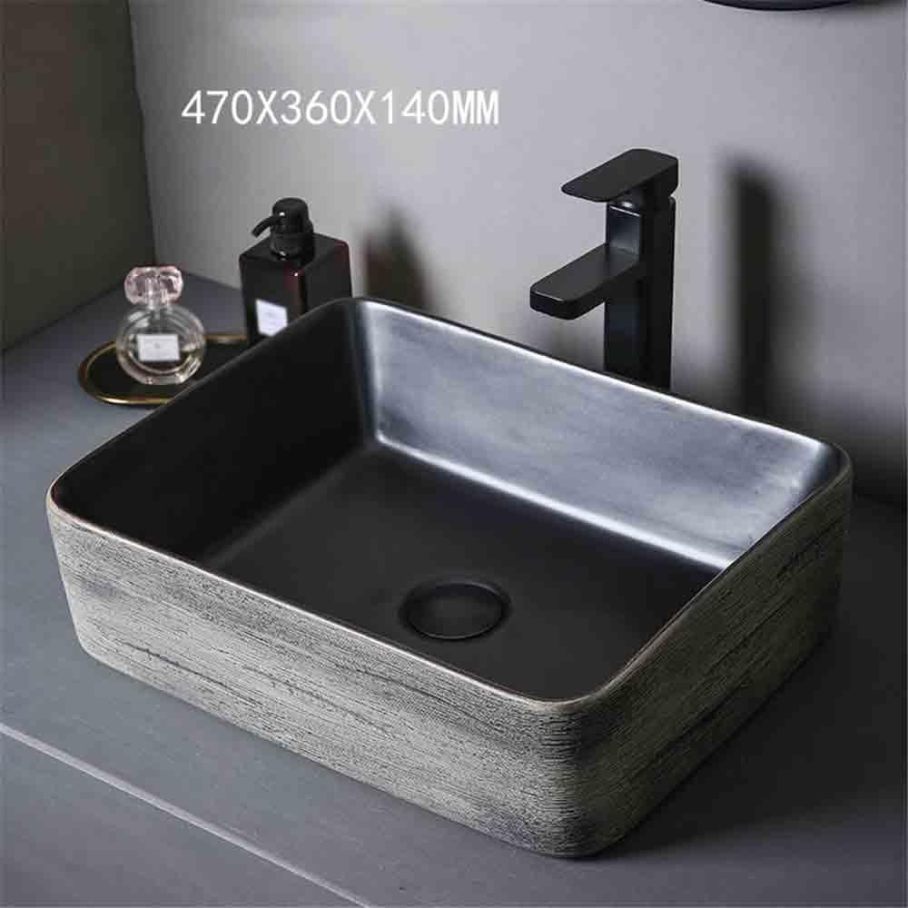 Vanity Rectangular Countertop Basin Oval Washbasin Household Bathroom with Accessories for Lavatory(