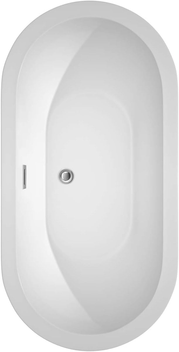 Soho 60 inch Freestanding Bathtub in White with Polished Chrome Drain and Overflow Trim