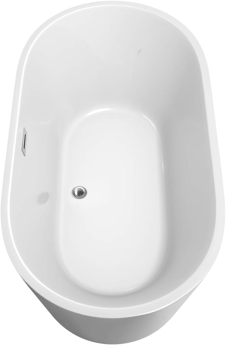 Carissa 60 inch Freestanding Bathtub in White with Polished Chrome Drain and Overflow Trim