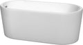 Ursula 59 inch Freestanding Bathtub in White with Polished Chrome Drain and Overflow Trim