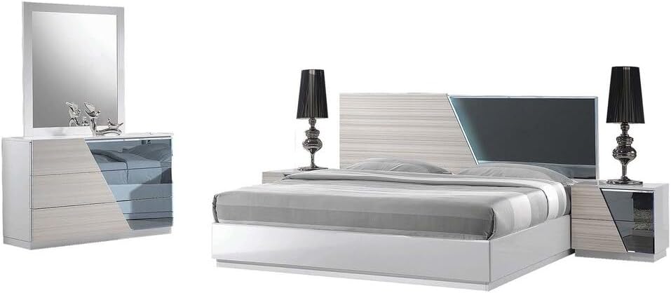 Best Master Manchester 5-Piece Wood Queen Bedroom Set in Zebra/White