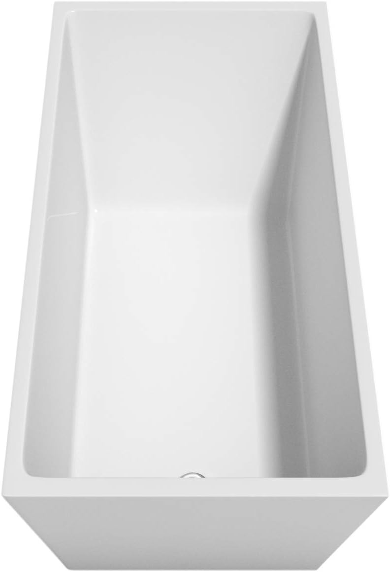 Wyndham Collection Hannah 59 inch Freestanding Bathtub for Bathroom in White with Polished Chrome Drain and Overflow Trim