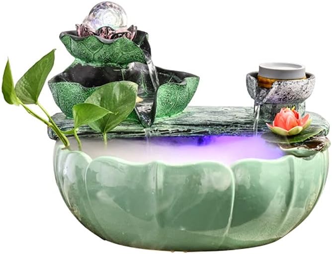 Tabletop Fountain Tabletop Fountain Ceramic 8.66 Inches Desktop Fountain Indoor Fountain Landscape Fish Tank with Lucky Ball Desktop Decor Exquisite Decoration