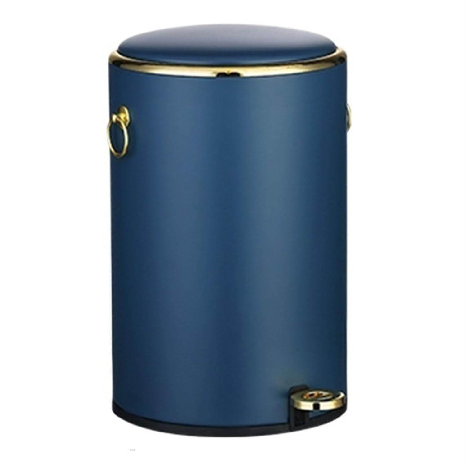 Fashionable Indoor Garbage Bin, Round Stainless Steel Trash Can with Lid, Soft-Close Pedal Trash Can with Side Handle, Removable Liner, for Living Room Bedroom, Bathroom, Office ,Get More Storage(Blue