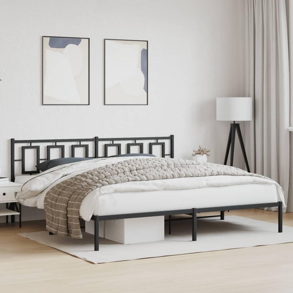 Metal Bed Frame King Size Black Steel Platform Bedframe with Headboard Sturdy Construction Underbed Storage Space for Bedroom Furniture