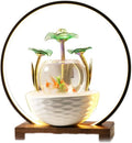 House Decorative Items Desktop Fountain Ceramic Water Fountain with Light Ring Living Room Desktop Water Ornaments Fish Tank Tabletop Waterfall Fountain,A