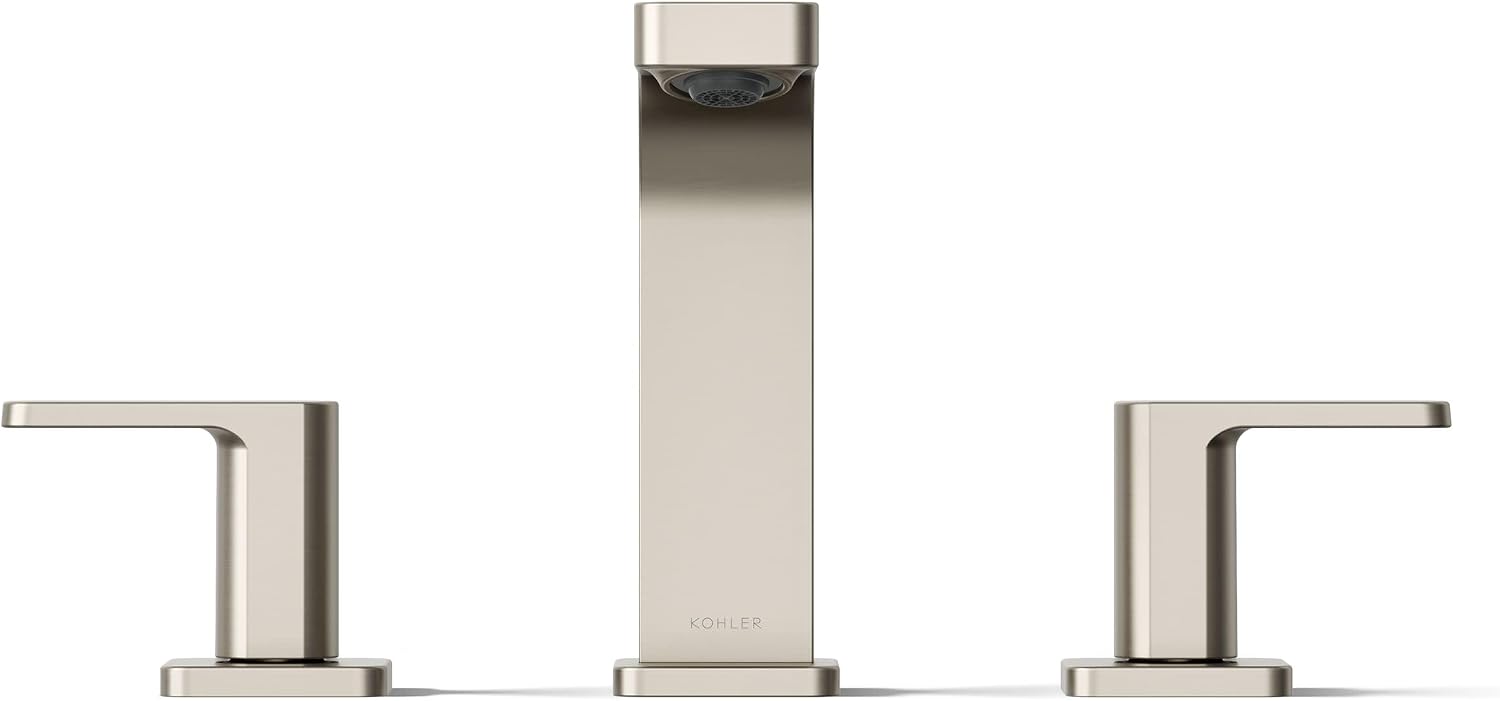 Kohler K-23484-4K-BN Parallel Widespread Bathroom Sink Faucet, 1.0 GPM, Lever Handles, Vibrant Brushed Nickel