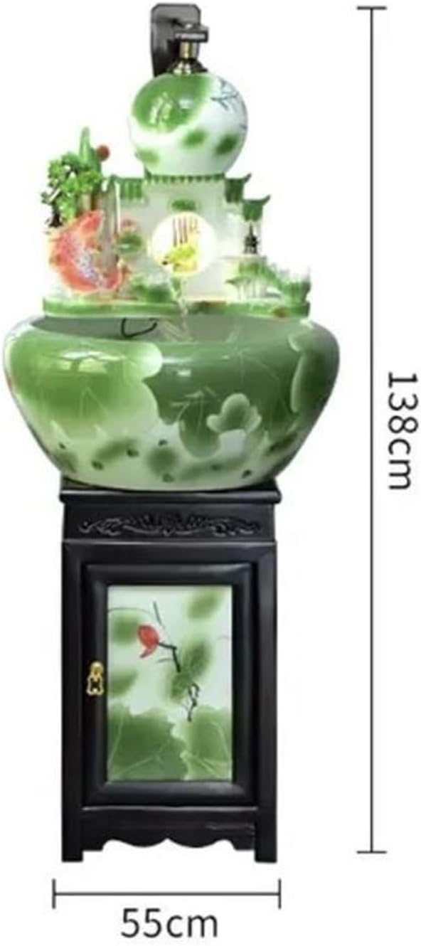Cascading Rock Outdoor Water Fountain Ceramic Circulating Water Fountain Fish Tank, Living Room Courtyard New Chinese Floor Decoration for a Calming in Outdoor