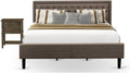 East West Furniture KD18K-1VL07 2 Piece Wood Bedroom Set - 1 Bed Frame Brown Linen Fabric Padded and Button Tufted Headboard with 1 Nightstand - Distressed Jacobean Finish Nightstand