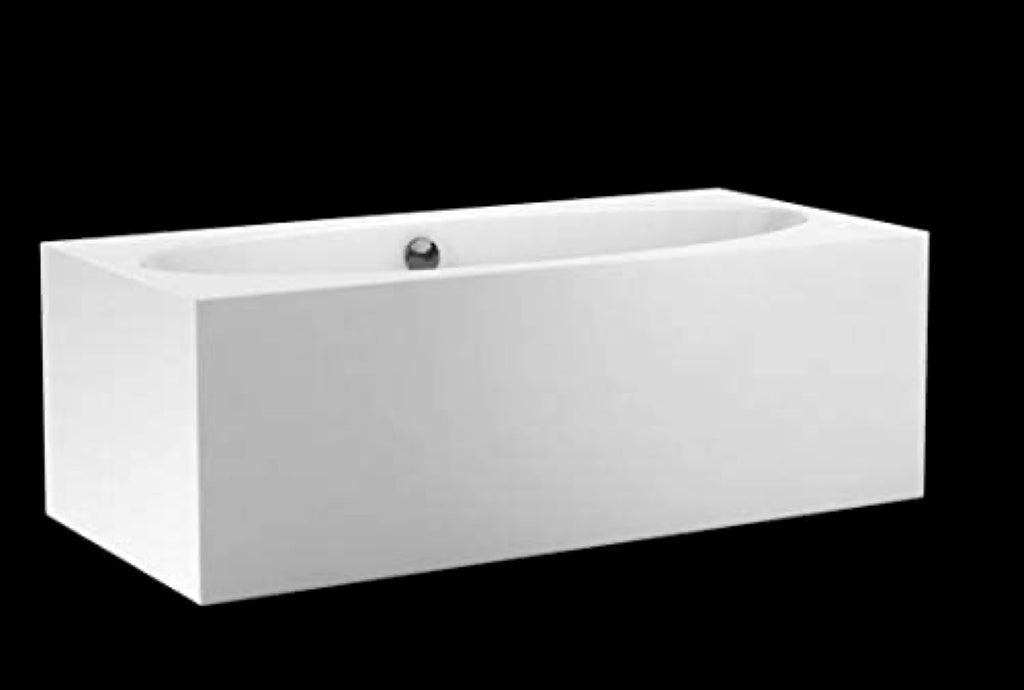 Carver Tubs - Aphrodite 67' - Modern White Rectangle Freestanding Soaking Bathtub With Brushed Nickel Drain - White Oval Interior Acrylic Fiberglass Tub - Deep Relaxing Soak - 67'L x 31.5'W x 23'H