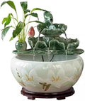 Indoor Waterfall Fountain Chinese-Style Ceramic Tabletop Fish Tank Tabletop Fountain Water Feature Office Decor,S