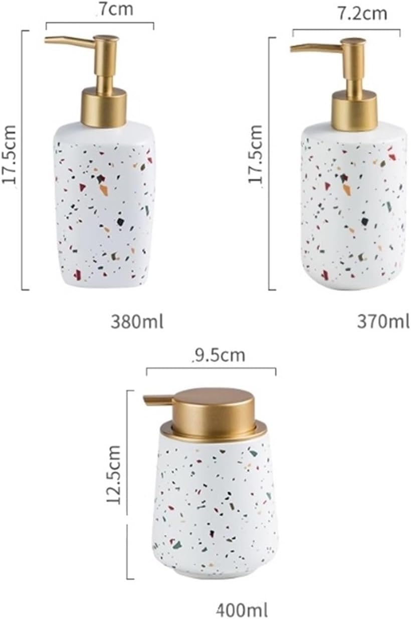Pump Bottle Soap Dispenser White Ceramic Soap Dispenser with Colorful Spot Decoration Modern Bathroom Sink Accessories