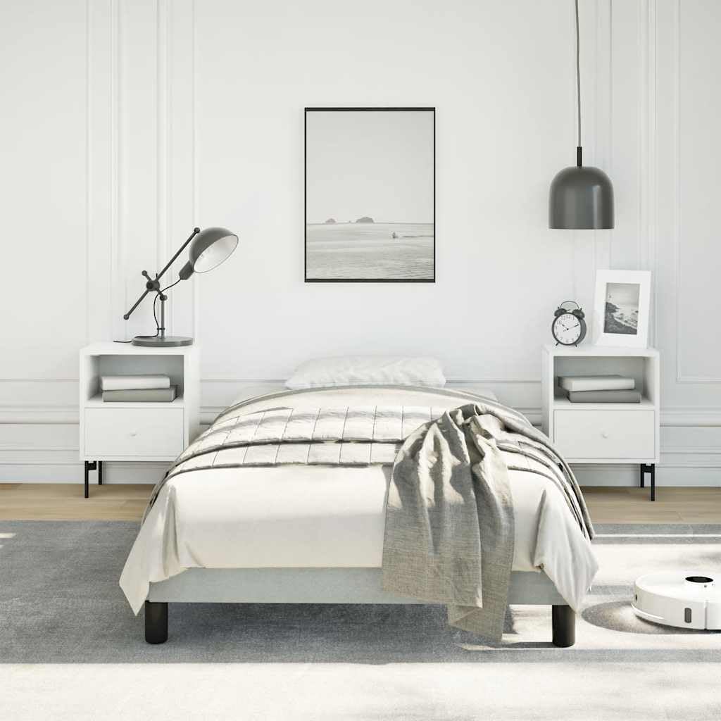 Light Grey Twin XL Bed Frame with Velvet Upholstery, Modern Minimalist Design for Contemporary Bedrooms, Durable Plywood Construction, Easy Assembly and Space Efficient