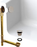 Westbrass A326HBJ-07 25' Brass Bath Waste & Overflow Assembly with European Tip-Toe Drain Plug and Illusionary Faceplate, Satin Nickel
