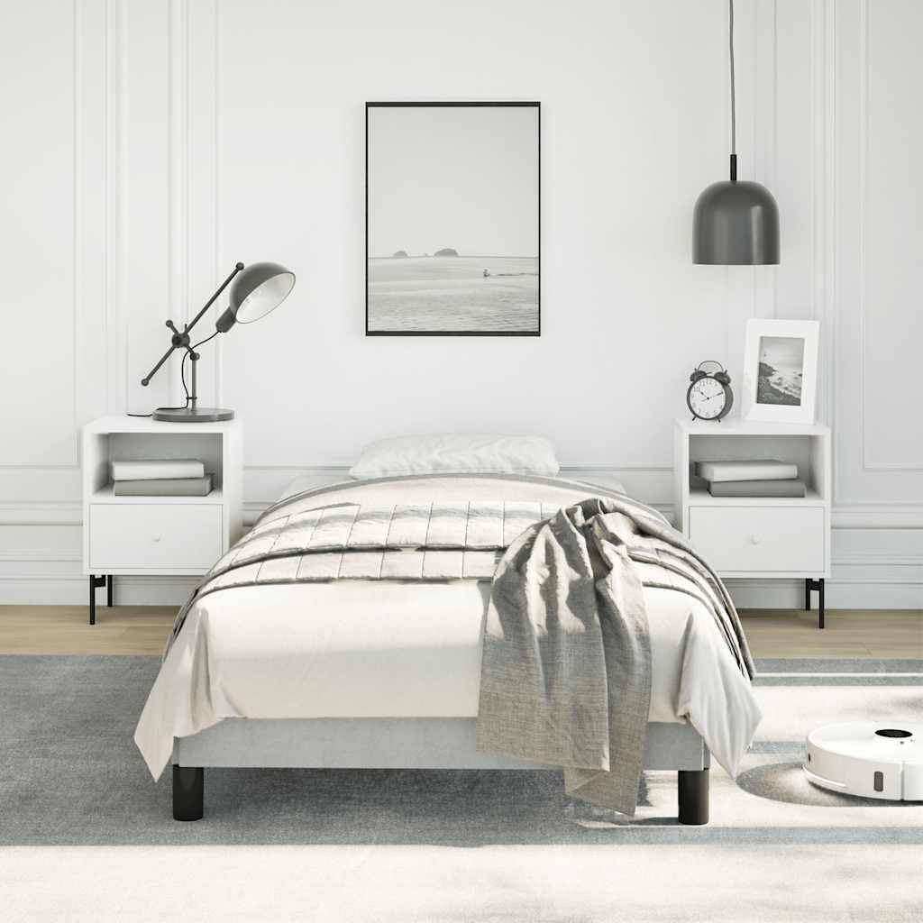 Light Gray Velvet Twin Bed Frame with Plywood and Engineered Wood, Breathable Fabric for Cool Sleep, Sturdy Build for Adult Use, Modern Design Fits Any Room Decor,