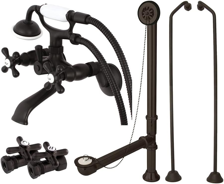 Kingston Brass CCK265ORBD Vintage Wall Mount Clawfoot Faucet Package, Oil Rubbed Bronze