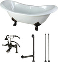 Kingston Brass KCT7D7231C5 Aqua Eden Tub with Faucet Drain/Lines Combo 72-1/16' x 30-7/8' x 30-5/16' White/Oil Rubbed Bronze