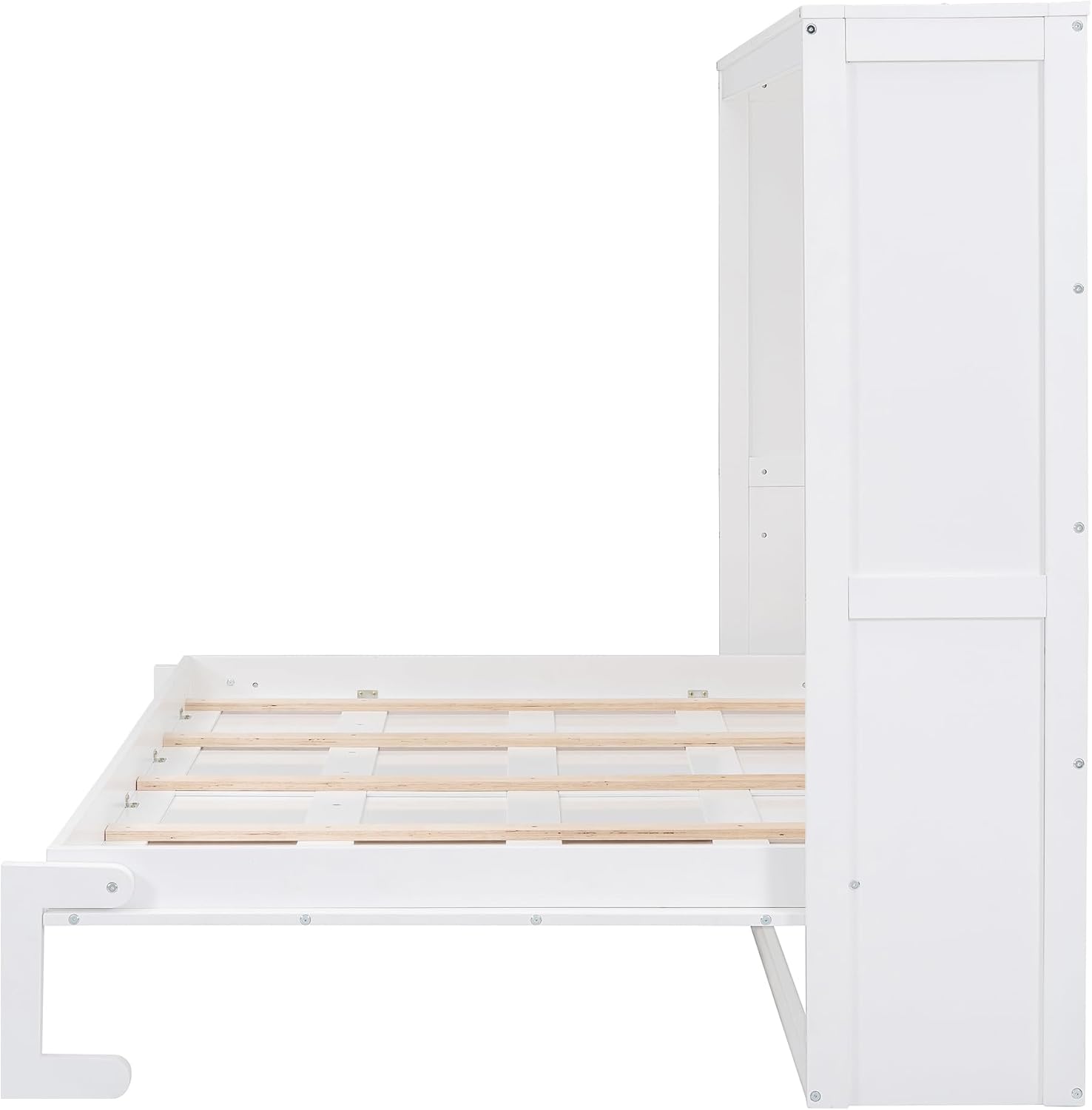 Merax Modern Farmhouse Solid Wood Murphy Bed Chest/Space Saving/Wood Slat Support/Full,White