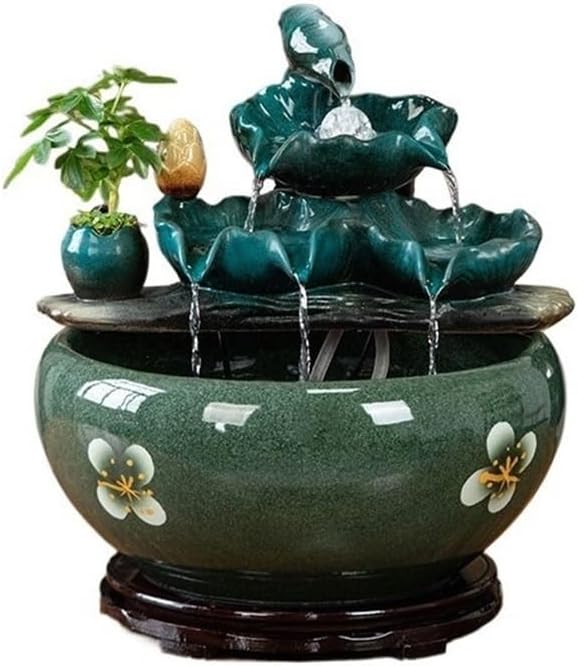 Desktop Fountain Tabletop Fountains Ceramic Fish Tank Home Office Desktop Decorations for Meditation Relaxation(Small)