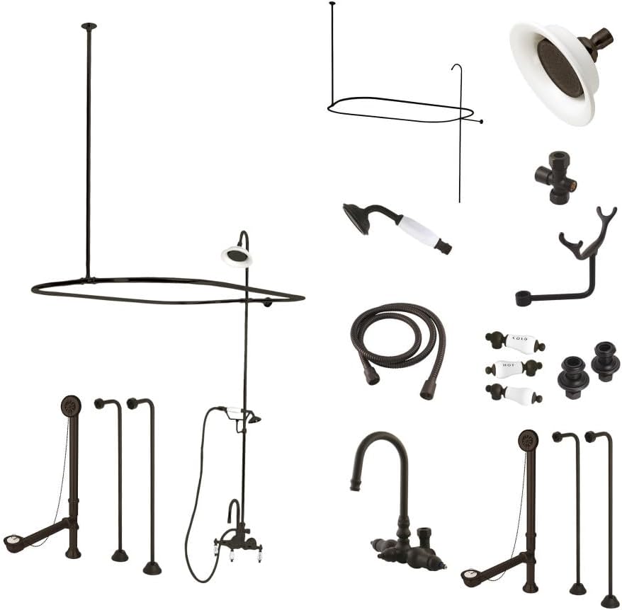 Kingston Brass CCK2145HCPL Vintage Clawfoot Tub Faucet Package, Oil Rubbed Bronze, 61.25 x 36.38 x 30.5