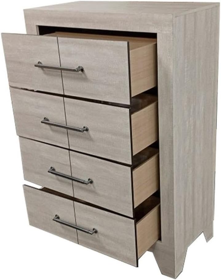 Best Quality Furniture 5 Piece Bedroom Set in Rustic Gray Oak Wood in King