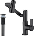 Lefton Rotatable Bathroom Faucet BF2204 with Pop-up Bathroom Sink Drain Stopper Without Overflow D01 (Contemporary, Matte Black)